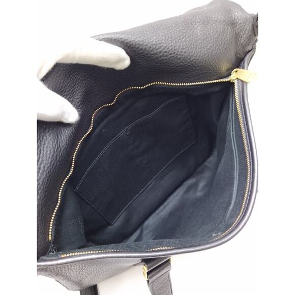 Fossil Black Pebbled Expandable Zipper Double Handles Satchel Shoulder Bag - Picture 14 of 16